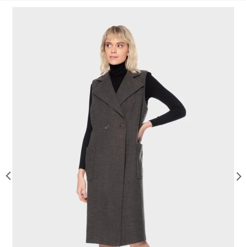 NWT Ethical Faux Wool Charcoal Wrap Dress